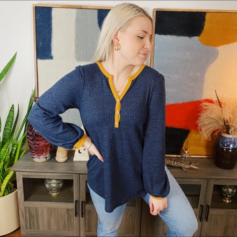 My Story Blue Yellow Thermal Shirt